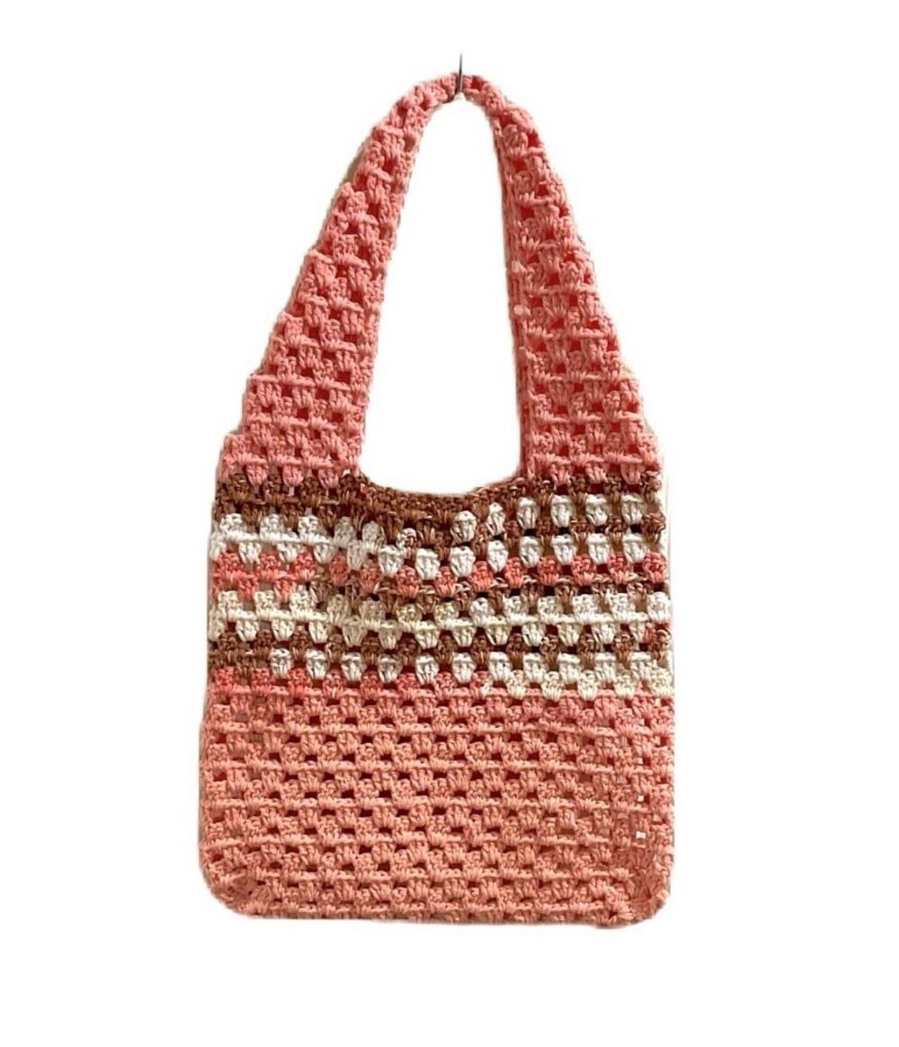 Handmade-Crochet Market Tote “Salmon Color Mix”